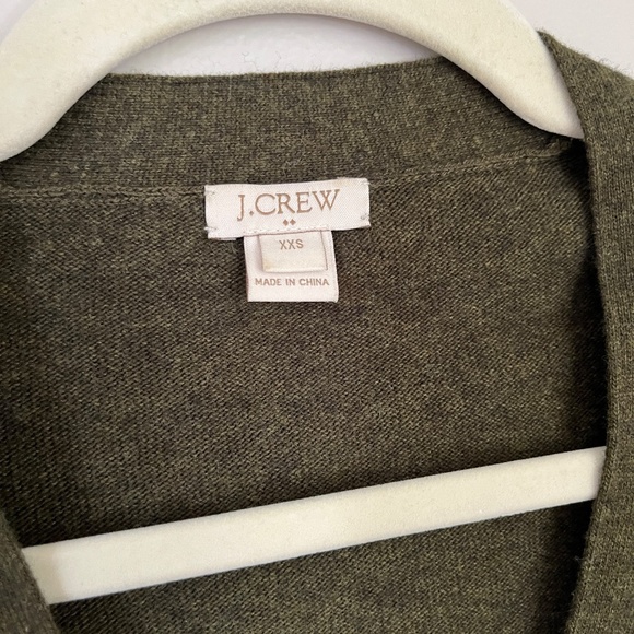 J CREW Olive Green Wool Blend Long Cardigan Size XXS - Picture 2 of 5